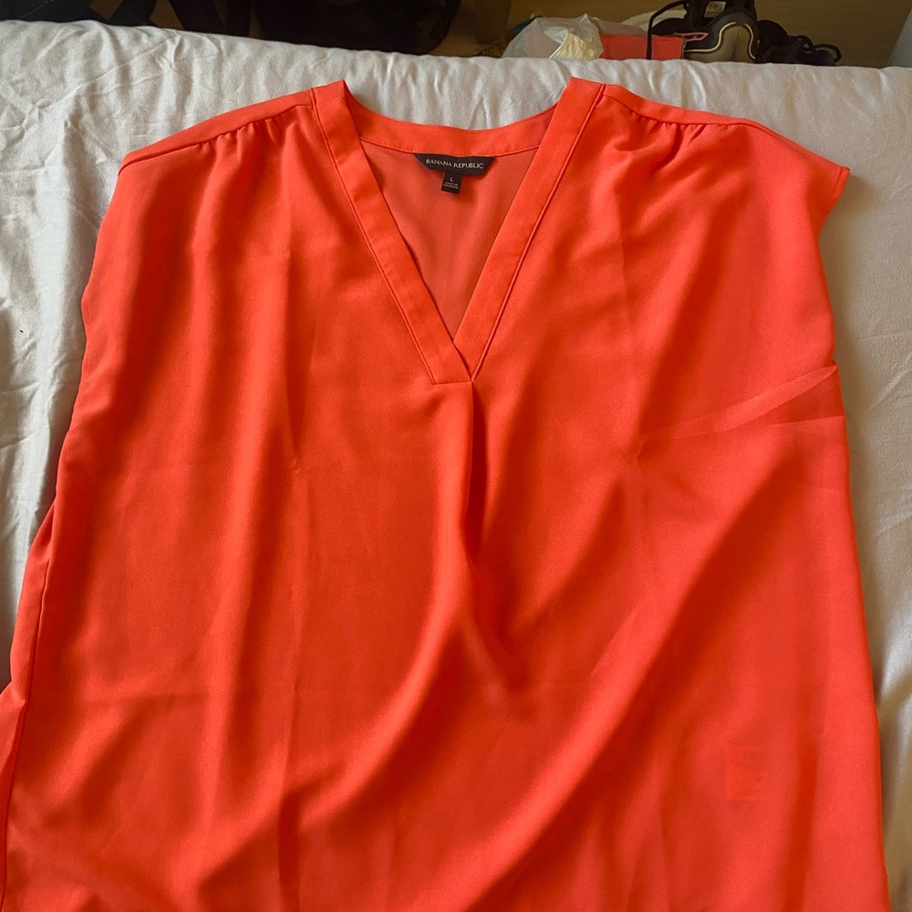 Banana Republic Orange Short Sleeve Relaxed Blouse